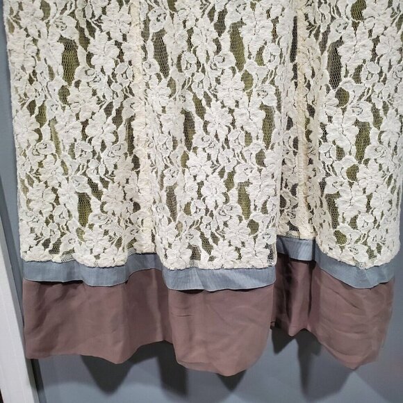 Sundance Women's Dress Mesh Lace Overlay Ivory Green Romantic Boho Sleeveless 14 - Picture 13 of 14